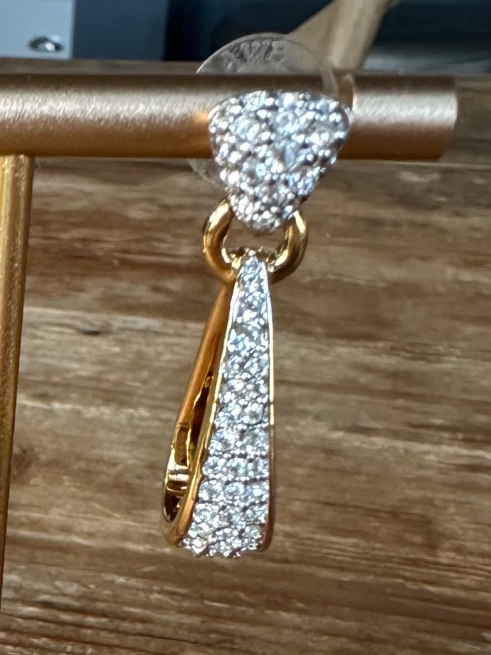 Swarovski Crystal Pavé Elongated Drop Earrings Gold Tone Statement Dangles - Picture 5 of 12